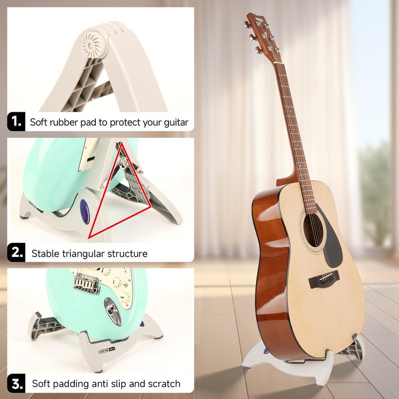 GHOSTFIRE Guitar Stand Folding Electric Guitar Stands Floor Adjustable A-Frame Stand Tripod Fit For Acoustic, Violin, Electric, Bass Guitars With Non-Slip Rubber Feet (GBS-6) - Image 4